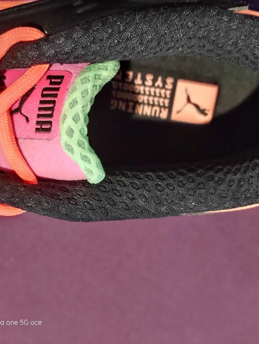 New Puma Black Sneakers with Pink, Orange & Mint Accents Sz 6